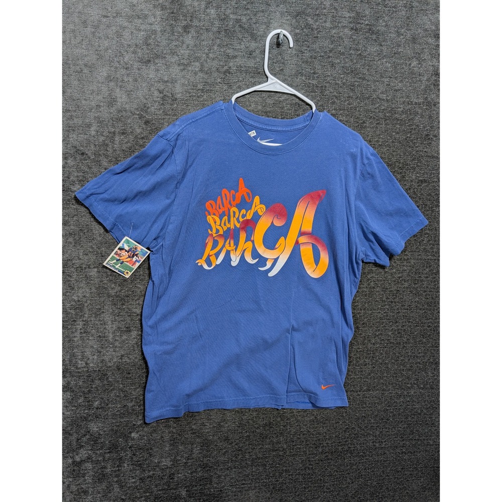 Nike FC Barcelona Barca Graphic T-Shirt Mens XL Blue Standard Fit Soccer Tee